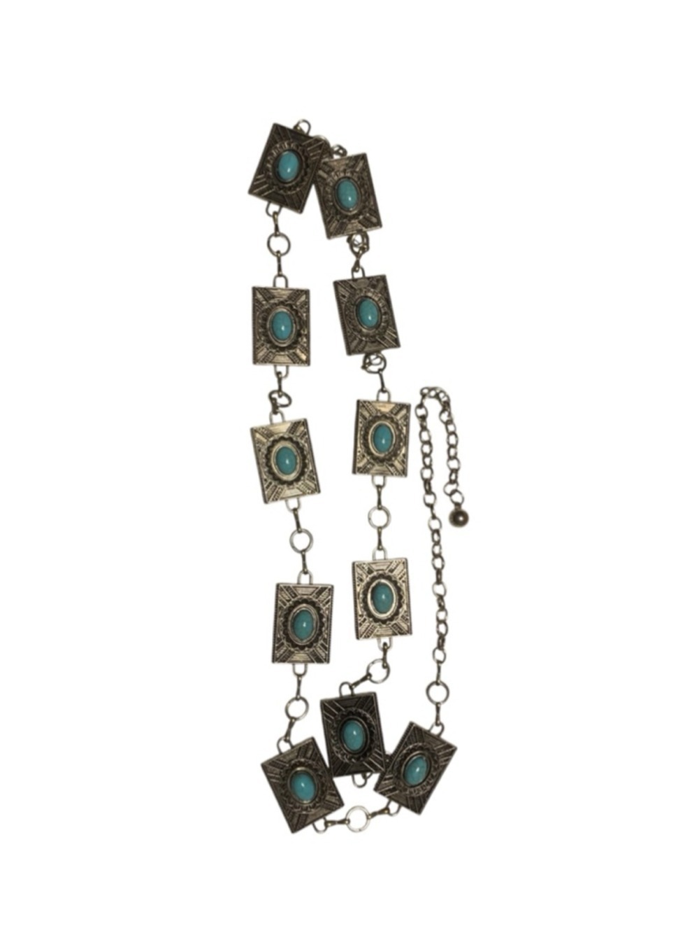 Women's Unbranded Silver Turquoise Chain Belt One Size